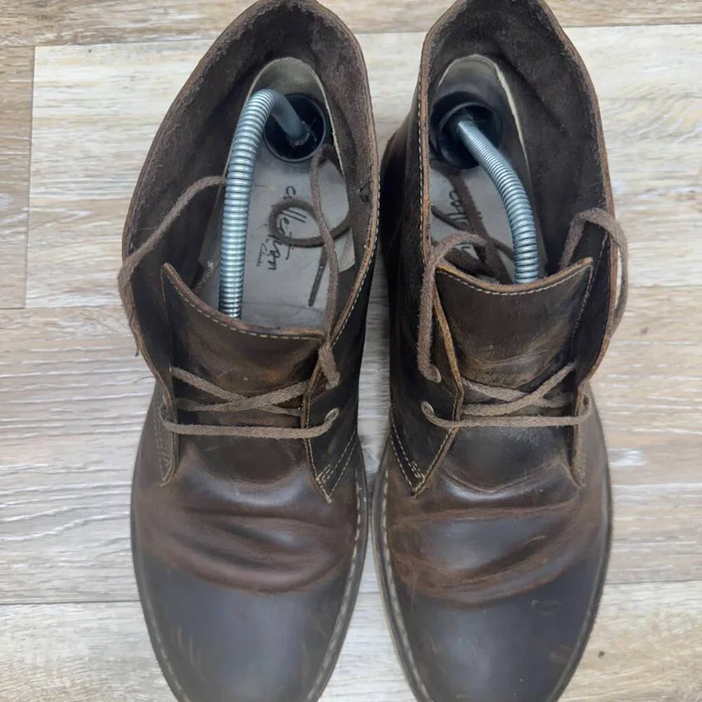 Clarks Bushacre Brown Leather Chukka Boots Men's Size 10.5